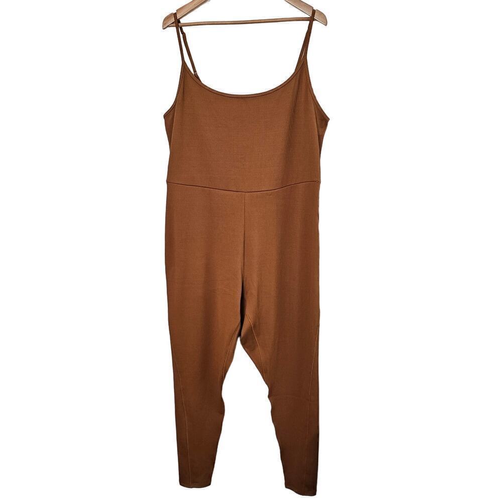 Wild Fable Jumpsuit Womens 4X Brown Sleeveless Ribbed Stretch Bodycon Romper